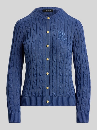 Lauren Ralph Lauren Regular Fit Strickjacke aus reiner Baumwolle mit Logo-Stitching Blau 2
