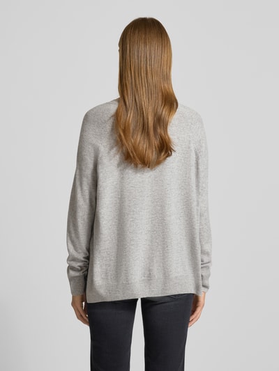 0039 Italy Gebreide pullover van kasjmiermix met raglanmouwen, model 'NIKITA' Lichtgrijs - 5