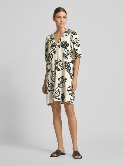 JAKE*S STUDIO WOMAN Knielanges Kleid mit V-Ausschnitt Offwhite 1