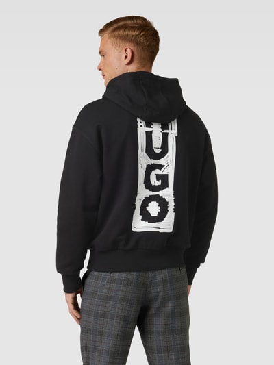 HUGO Bluza z kapturem i detalem z logo model ‘Diushi’ Czarny 5