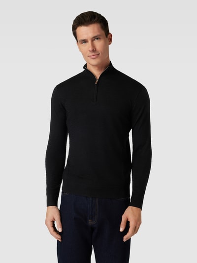 Emporio Armani Gebreide pullover met schipperskraag Zwart - 4