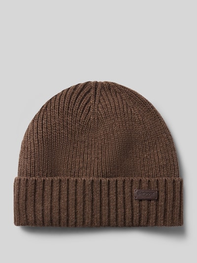 Barbour Beanie mit Logo-Patch Mittelbraun 1