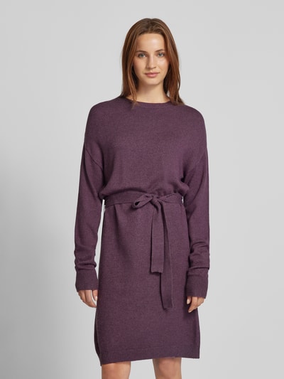 Vila Knielanges Strickkleid mit Bindegürtel Violett 4