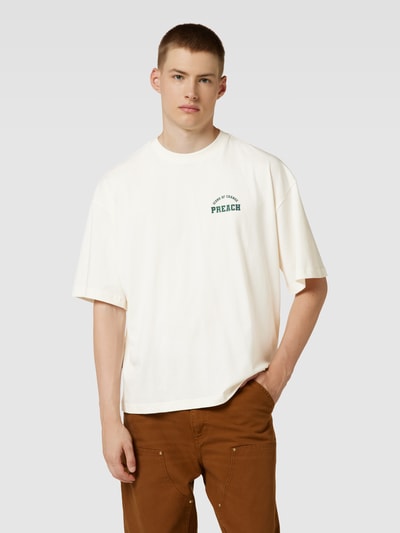 Preach Oversized T-shirt met labelprint, model 'Varsity Icons' Offwhite - 4