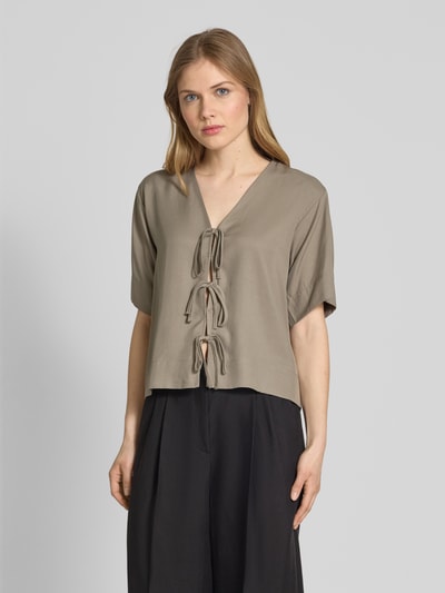 Selected Femme Bluzka z wiązaniem model ‘NATUK’ Oliwkowy 4