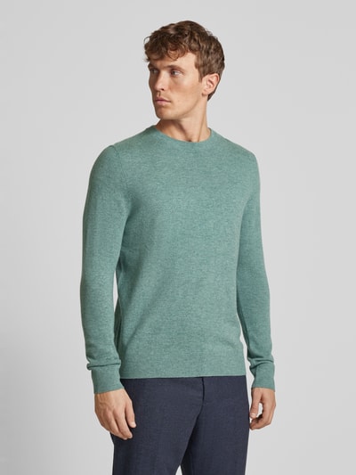 Christian Berg Men Strickpullover mit gerippten Abschlüssen Schilf Melange 4