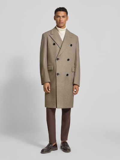 Strellson \Regular fit lange jas van wolmix, model 'PARK LANE' Beige gemêleerd - 4