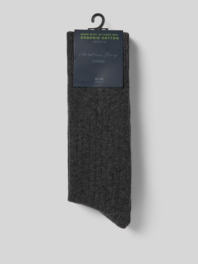 Christian Berg Men Skarpety z nadrukiem z logo w zestawie 2 szt. Ciemnoszary melanż 3