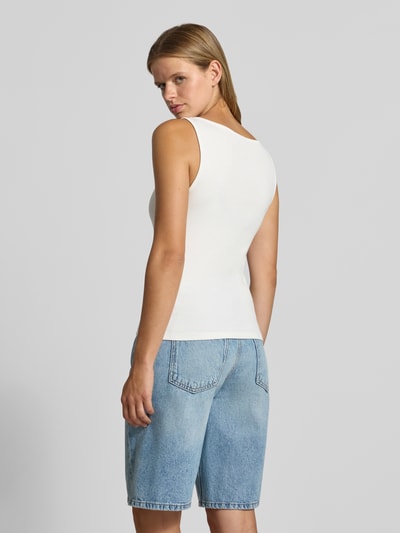 PIECES Top Slim Fit z mieszanki bawełny model 'MAY' Biały 5