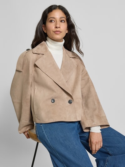 Weekend Max Mara Regular fit leren jack van echt lamsleer, model 'MAGA' Lichtbruin - 3