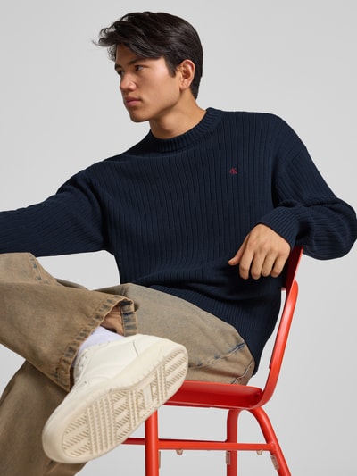 Calvin Klein Jeans Oversized Strickpullover mit gerippten Abschlüssen Marine 3