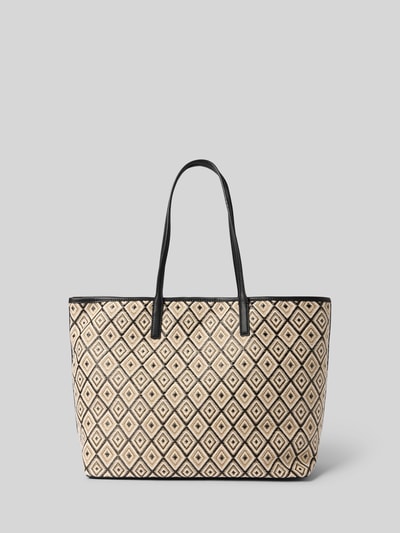 Produktfoto, Tote Bag mit herausnehmbarer Tasche Modell 'Sophia' von Guess w beżowo-czarny geometryczny wzór, detal z logo, szerokość w rozmiarze 1: 47 cm, długość w rozmiarze 1: 34 cm, głębokość w rozmiarze 1: 20 cm, długość pasków na ramię w rozmiarze 1: 59 cm, główna przegroda z zapięciem na magnes, wyjmowane etui z zamkiem błyskawicznym, smukłe paski na ramię