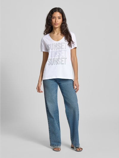 Milano Italy T-shirt met strass-steentjes Offwhite - 1