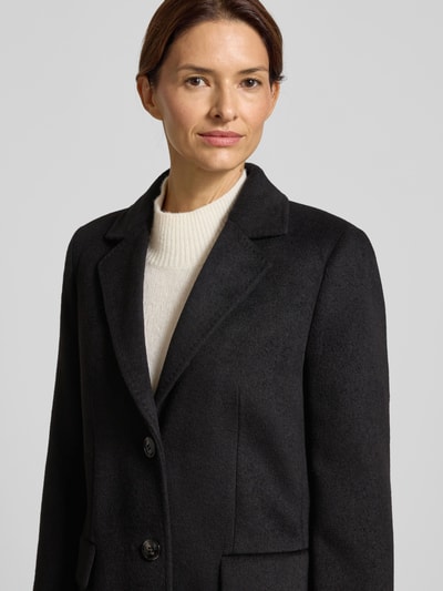 Jake*s Collection Płaszcz o kroju regular fit z dodatkiem wełny lana i kołnierzem z połami Czarny 3