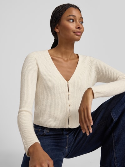 Only Kurtka o kroju slim fit z prążkowanej dzianiny model ‘RICA LIFE’ Écru 3