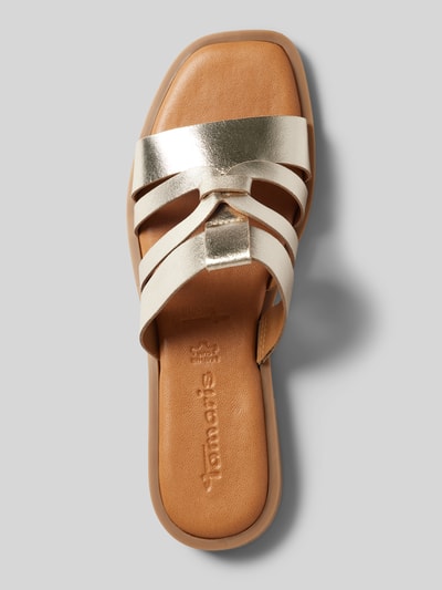 Tamaris Slides aus Leder mit schmalen Riemen Gold 3