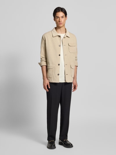 Zuitable Regular Fit Overshirt mit Umlegekragen Modell 'John' Beige 1