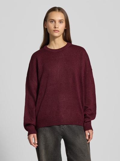 Review Sweter z dzianiny o kroju oversized z prążkowanymi wykończeniami Rdzawoczerwony 4