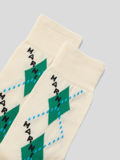 Marni Socken mit Brand-Schriftzug Offwhite meliert 2