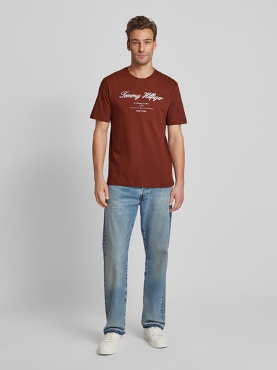 Tommy Hilfiger T-shirt met labelstitching Lichtbruin - 1