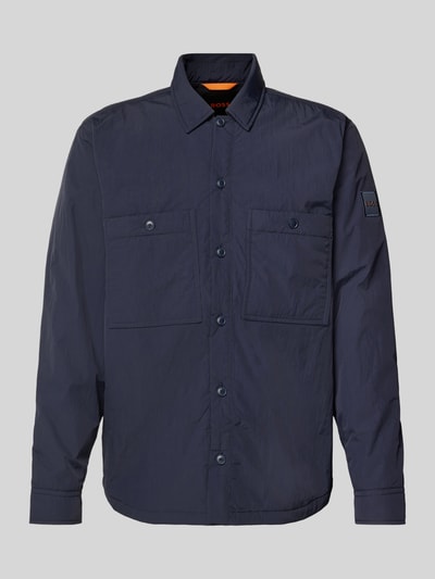 BOSS Orange Regular fit overhemdjack met borstzakken, model 'Locky' Donkerblauw - 2