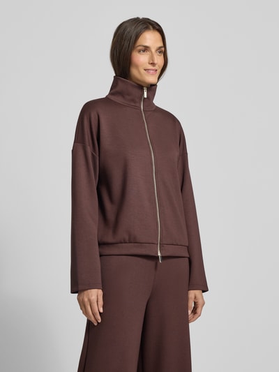 Rich & Royal Sweatjacke aus Viskose-Mix mit Zweiwege-Reißverschluss Dunkelbraun 4