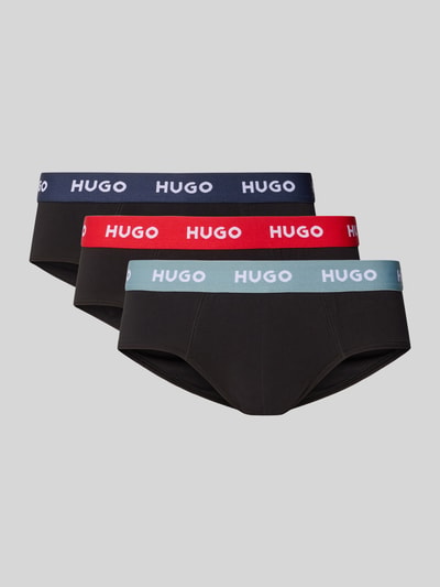 HUGO Slipy w zestawie 3 szt. z mieszanki bawełny Czarny 1