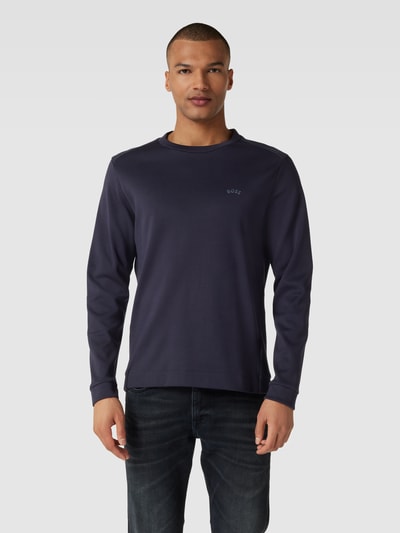 BOSS Green Sweatshirt met structuurmotief, model 'Salbo' Donkerblauw - 4