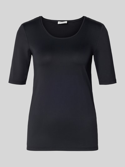 Produktfoto, Slim Fit T-Shirt mit Rundhalsausschnitt von Christian Berg Woman in Schwarz, elastischer Material-Mix, Halbarm, glatte Oberfläche