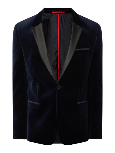 HUGO Slim Fit Smoking-Jacke aus Samt Modell 'Arti' Marine 2