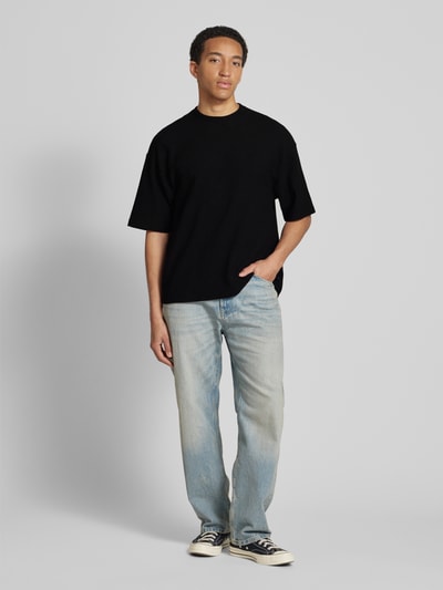 REVIEW T-Shirt mit Strukturmuster Black 1