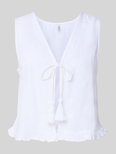 Only Regular fit linnen gilet met borduursels Wit - 2