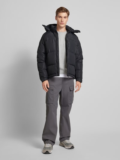 Jack & Jones Kurtka pikowana z kapturem model ‘AERO’ Czarny 1