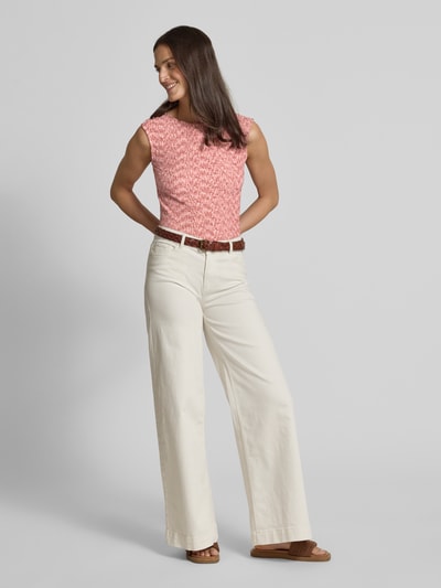 Jake*s Casual T-shirt z fakturowanym wzorem Fuksjowy 1