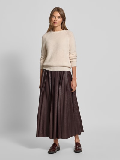Marc Cain Midirok in leerlook met ritssluiting Bordeaux - 1