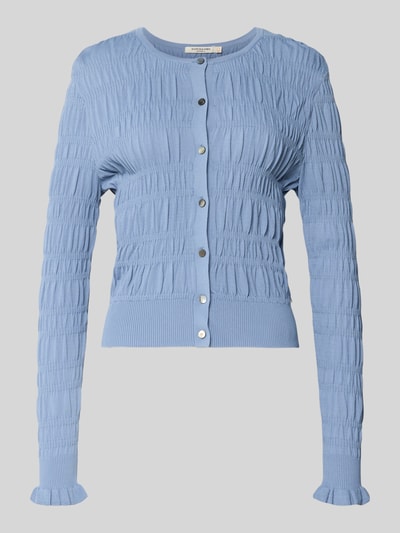 Produktfoto, Cardigan mit Smok-Details und Rundhalsausschnitt von Scotch & Soda in Hellblau, Slim Fit, Knopfleiste, glatte Textur