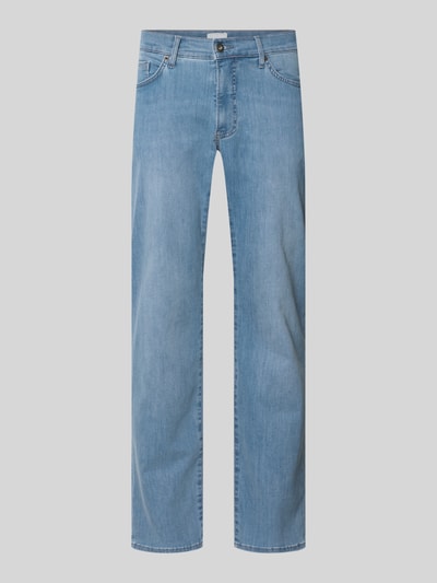 Produktfoto, Slim Fit Jeans mit 5-pocketmodel model 'Chuck' van Brax, katoenmix met stretch, recht model, blauw, gestikte naden, egale textuur