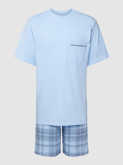 Schiesser Pyjama aus Baumwolle Modell 'Comfort Fit Schlafanzug' Hellblau 2