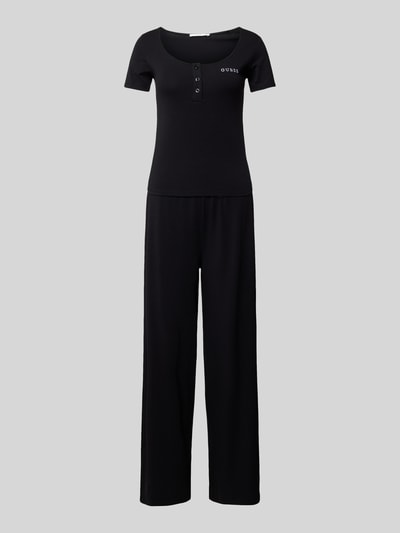 Guess Pyjama mit Label-Stitching Modell 'CARRIE' Black 1