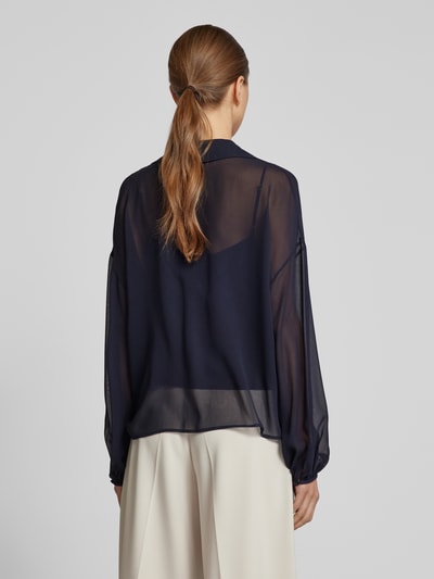 Max Mara Studio Regular fit blouse met platte kraag, model 'VALDAI' Donkerblauw - 5