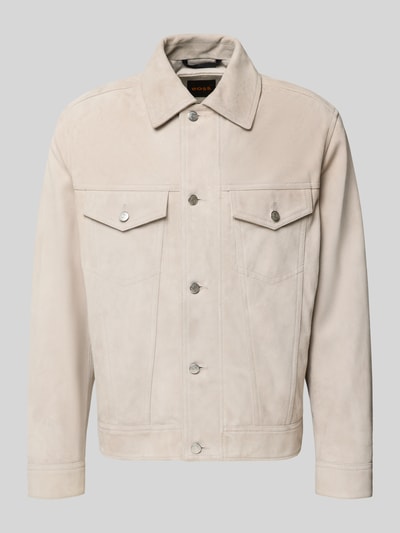 BOSS Orange Regular fit leren jack van echt geitenleer, model 'JOHOT' Zand - 2