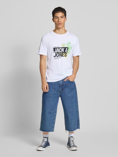 Jack & Jones T-Shirt mit Label-Print Modell 'JAXON' Weiss 1