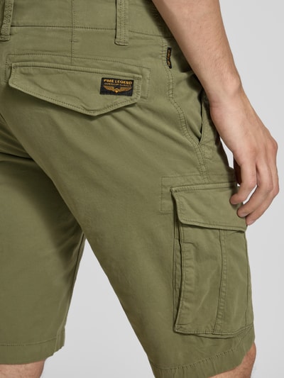 PME Legend Slim Fit Cargoshorts mit Label-Print Modell 'NORDROP' Oliv 3