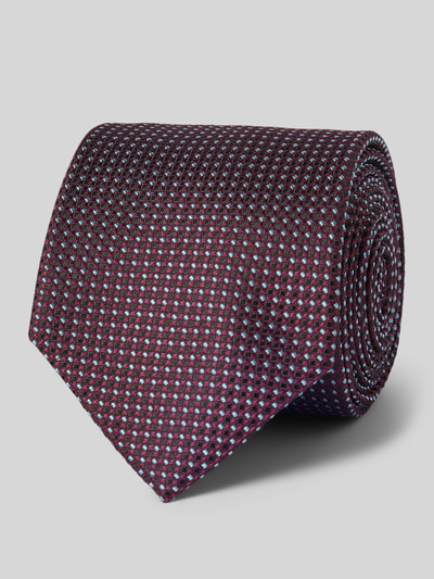 Produktfoto, Krawatte aus reiner Seide von Prince Bowtie w kolorze bordowym z fakturowanym wzorem, klasyczny krój, szwy działowe, szerokość w rozmiarze 1: 7 cm