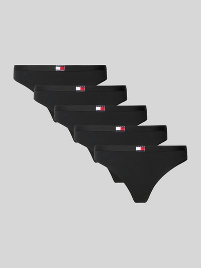 TOMMY HILFIGER Stringi z mieszanki bawełny w zestawie 5 szt. Czarny 1
