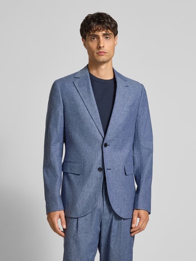 Matinique Slim fit 2-knoops colbert van linnenmix, model 'George' Blauw - 4