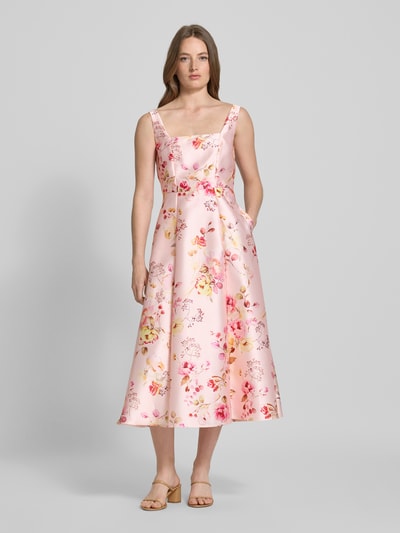 Swing Cocktailjurk met vierkante hals Rosé - 4