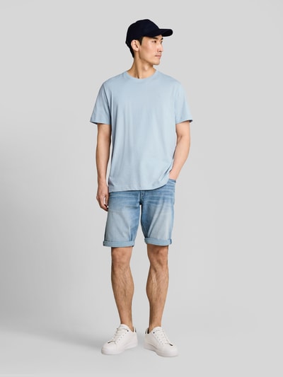Tom Tailor Regular Fit T-Shirt aus reiner Baumwolle mit Logo-Stitching Hellblau 1
