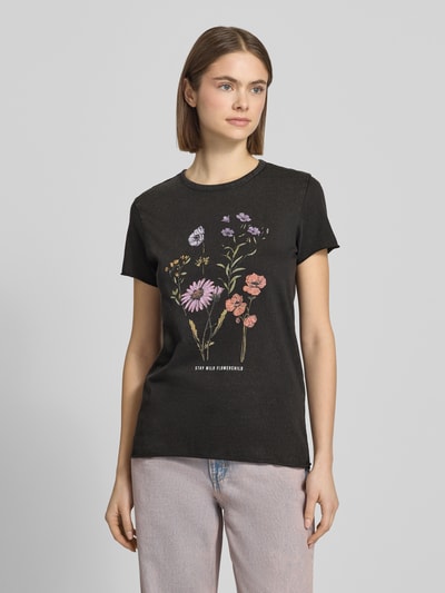 ONLY T-shirt w kroju regular fit z czystej Bawełna Model 'LUCY' Czarny 4