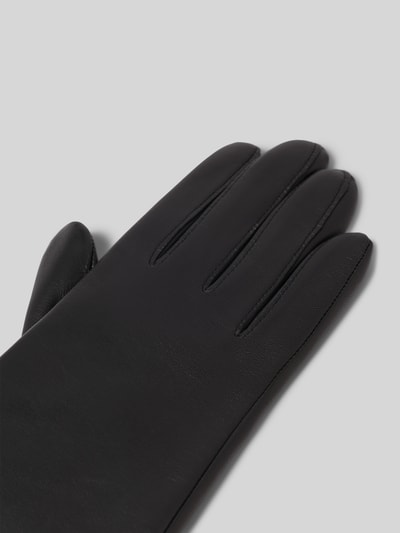 Produktfoto, Handschuhe aus echtem Leder Modell 'Schönefeld' von Roeckl in Schwarz mit feinem Strukturmuster und Logo-Detail, Damen Handschuhe